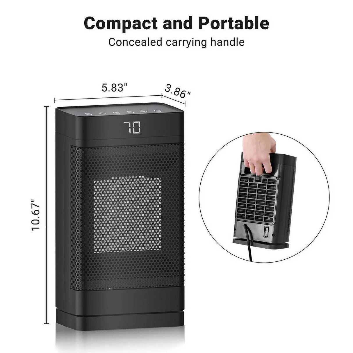 1500W Portable Space Heater PTC Fast Heating Electric Heater with Oscillation Timer