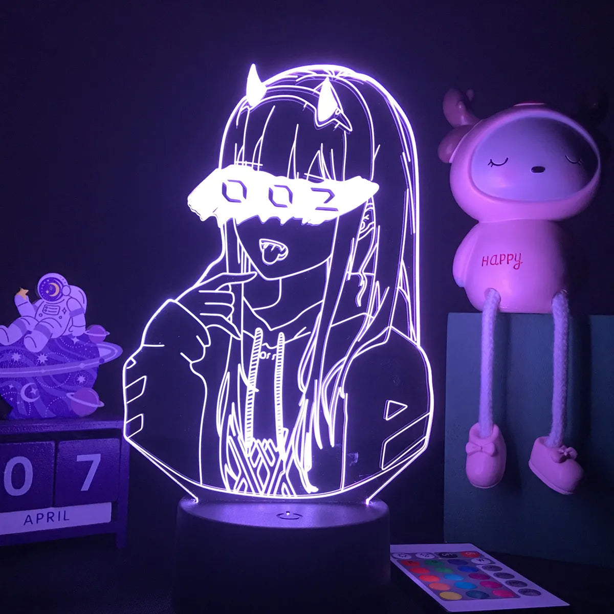 3D Anime Girl LED Night Light 16 Color Illusion Bedside Bedroom Table Lamp
