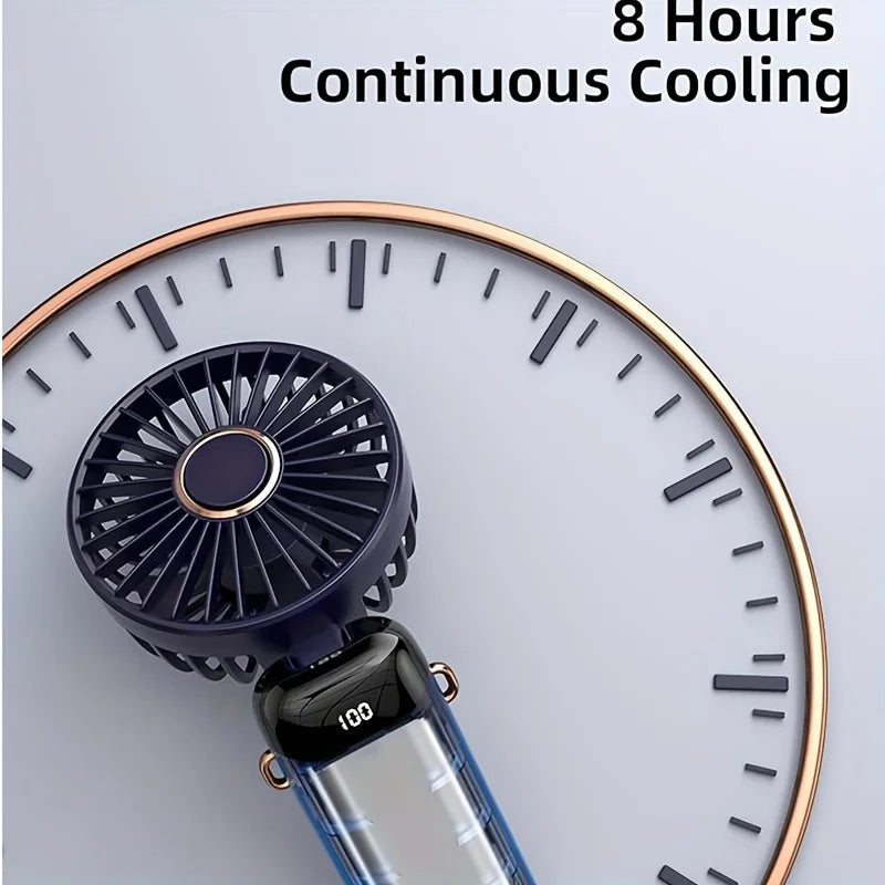 Portable Mini Fan USB Rechargeable 6-Speed Foldable LED Desk Fan