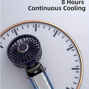 Portable Mini Fan USB Rechargeable 6-Speed Foldable LED Desk Fan