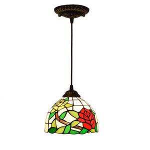 European Stained Glass Pendant Light 20cm Hanging Lamp Dining Bedroom Decor
