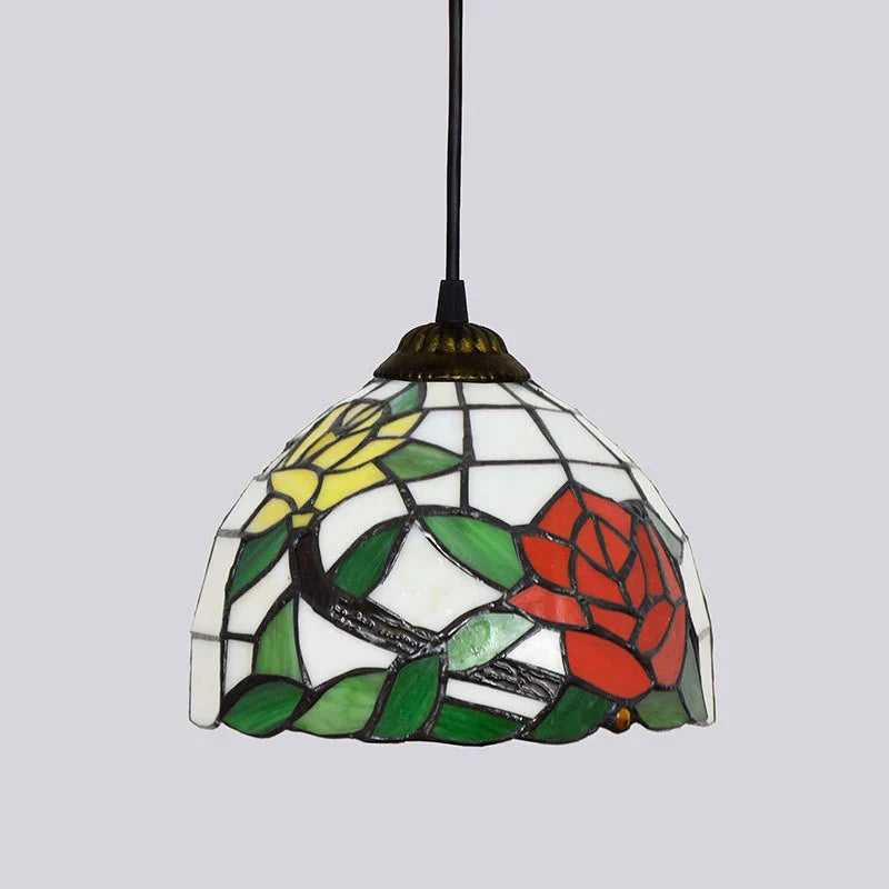 European Stained Glass Pendant Light 20cm Hanging Lamp Dining Bedroom Decor