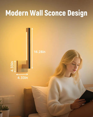 Modern Wall Sconces Dimmable RGB LED Wall Light with Remote for Living Room Bedroom