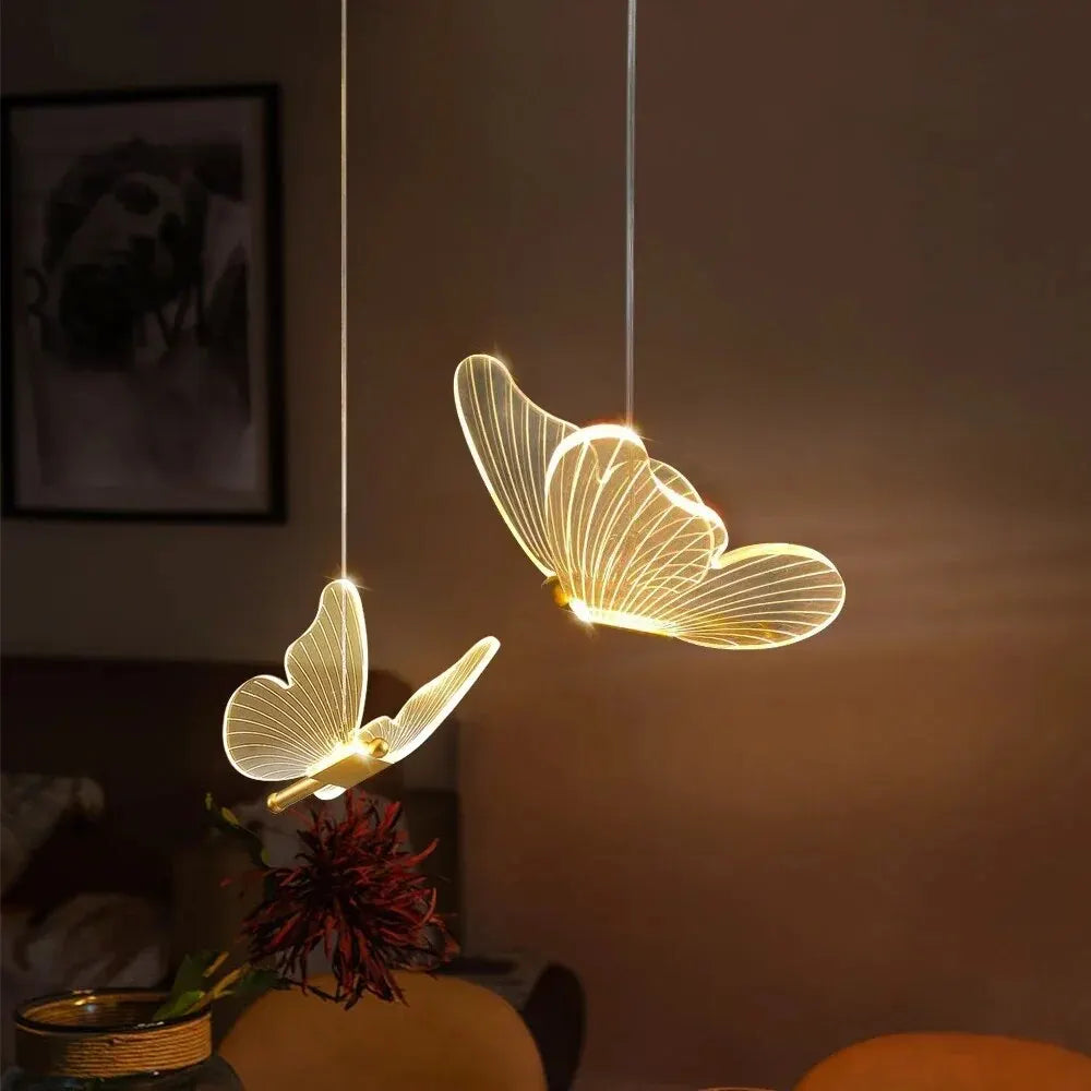 Moktan Sabai Nordic Butterfly LED Pendant Lamp – Modern Bedroom Ceiling Light