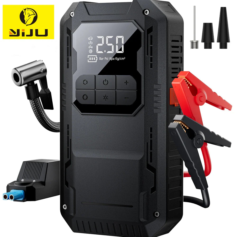 4-in-1 Car Jump Starter & Portable Air Compressor – Battery Booster & Tire Pump