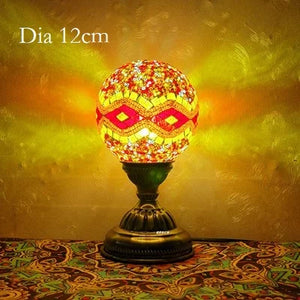 Turkish Mosaic Ball Table Lamp Handcrafted Art Deco Glass Romantic Bedside Light