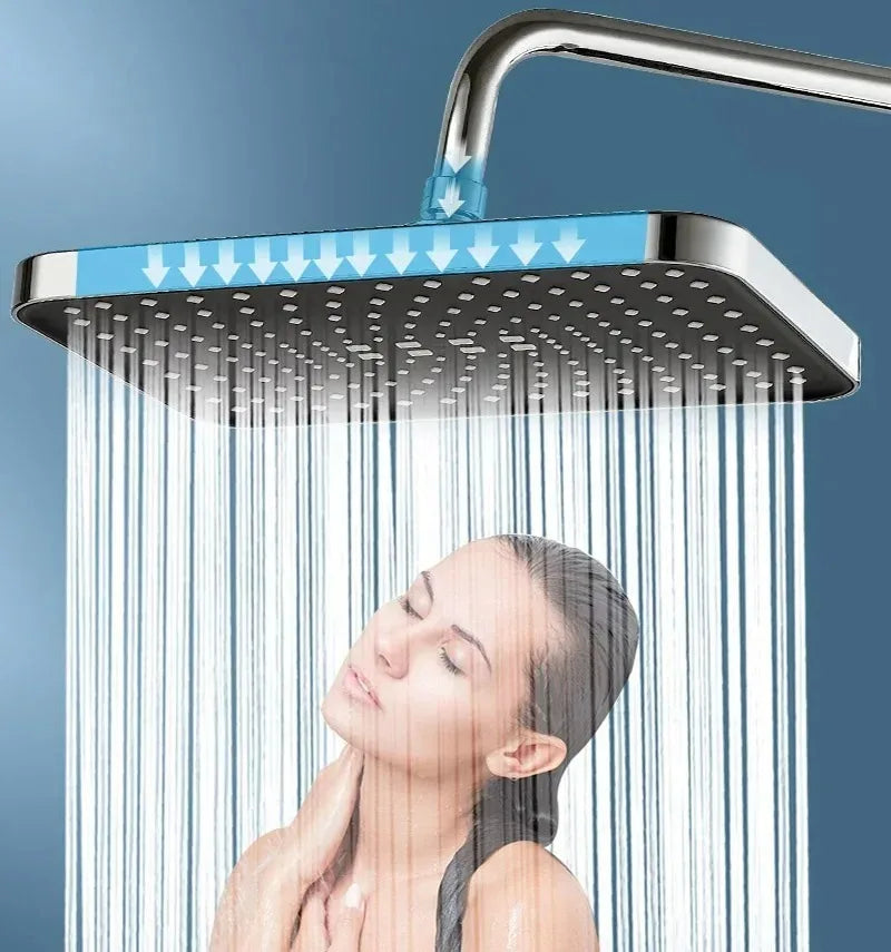 14" High Pressure Rain Shower Head Top Spray 360° Swivel Water Saving Flow