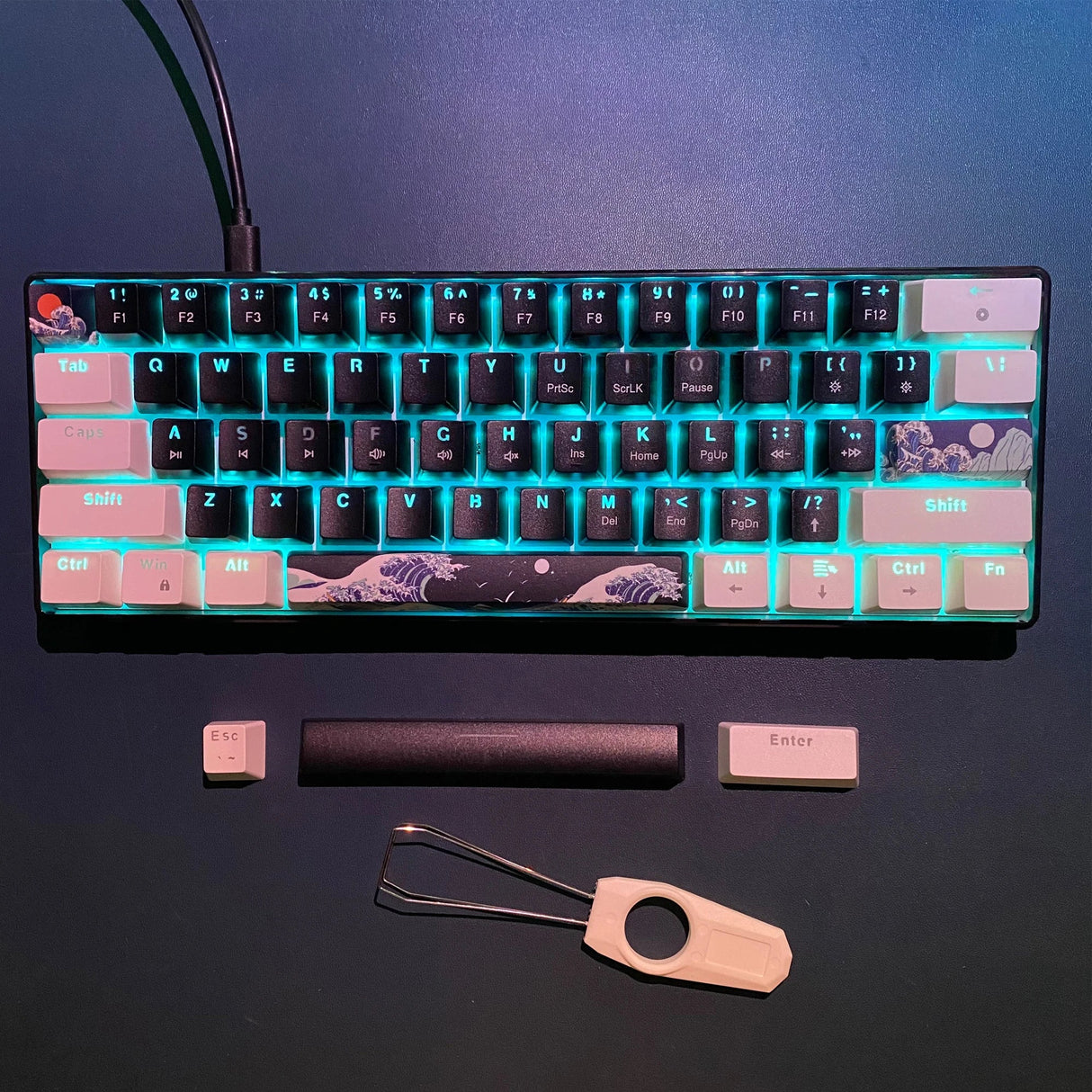 60% Mechanical Gaming Keyboard with Blue Switches – Compact Sea Blue Backlit