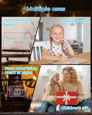LED Note Board Night Light – 7-Color Acrylic Message & Drawing Board Gift