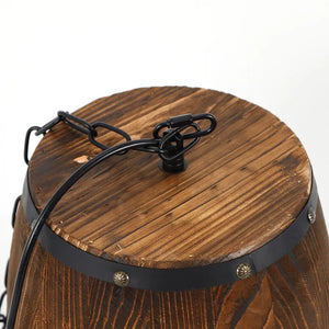 Vintage Wine Barrel Pendant Light Rustic Wooden Ceiling Lamp for Bar Cafe