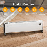 32-Inch Electric Baseboard Heater 1500W with Knob Control for Home Indoor Use