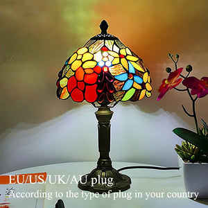 Tiffany Style Table Lamp Stained Glass E27 Bedside Light Retro Home Decor