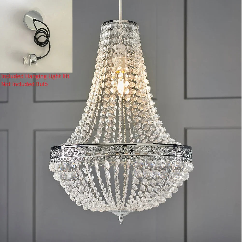 Vintage Crystal Chandelier Lampshade – Ceiling Pendant Light Shade Easy Fit