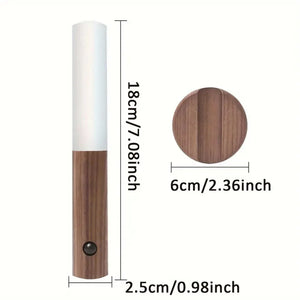Rechargeable Motion Sensor Wall Sconce – Magnetic Wooden Night Light for Bedroom
