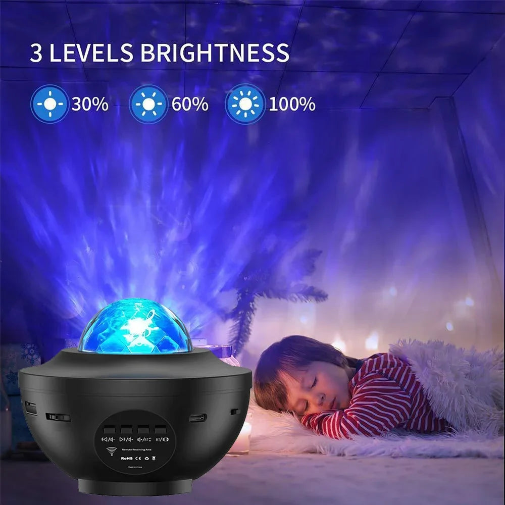 LED Starry Galaxy Projector Night Light Bluetooth Music Colorful Star Lamp Gift