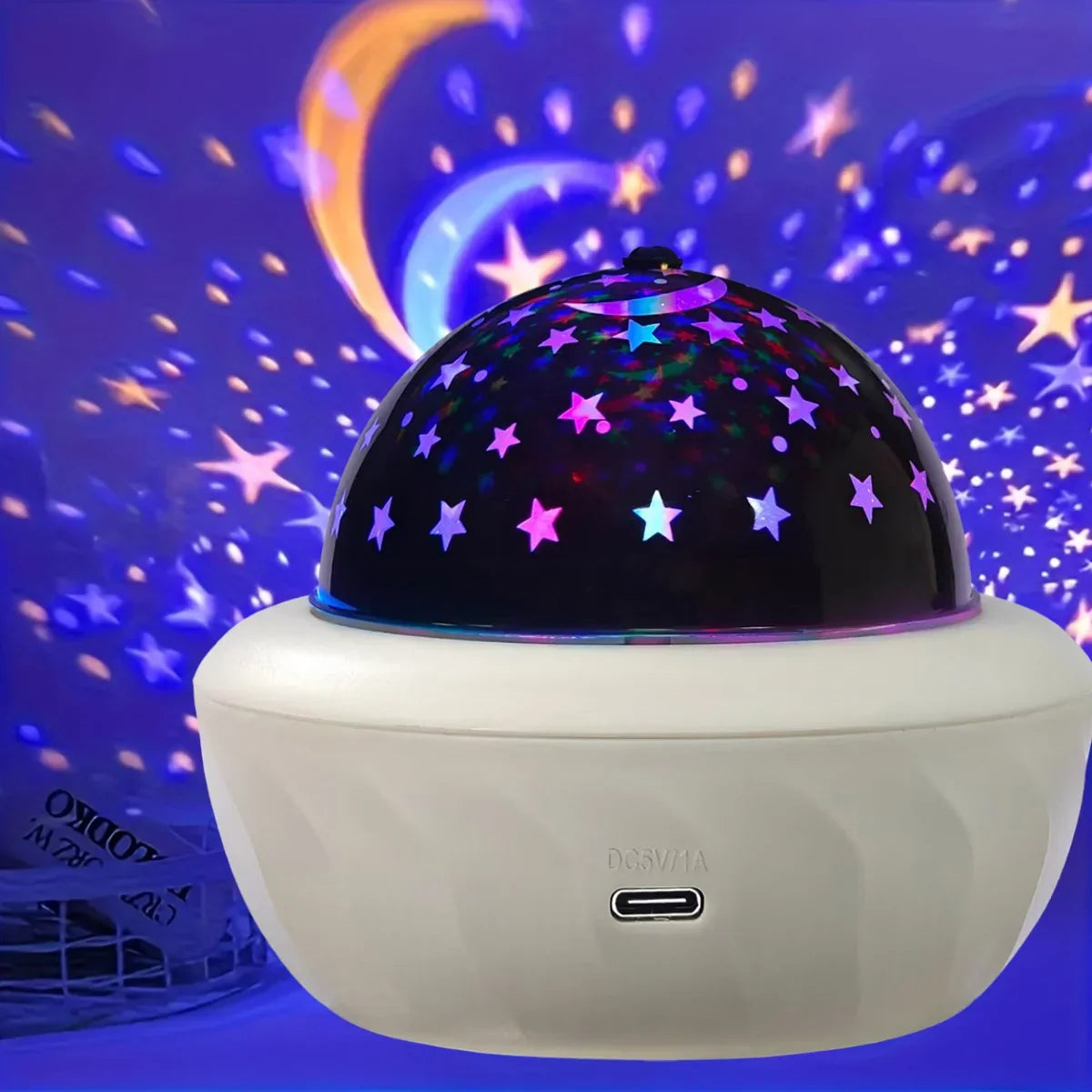 USB RGB Starry Night Sky Projector Rotating Moon Stars Lamp for Room Party Decor