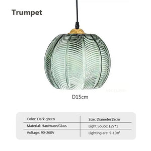 Modern Glass Pendant Light – Green Leaf Hanging Lamp for Bedroom & Living Room