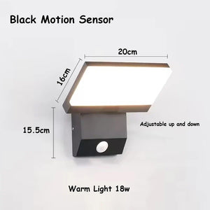 18W LED Outdoor Wall Light IP65 Waterproof Motion Sensor Foldable Modern Lamp