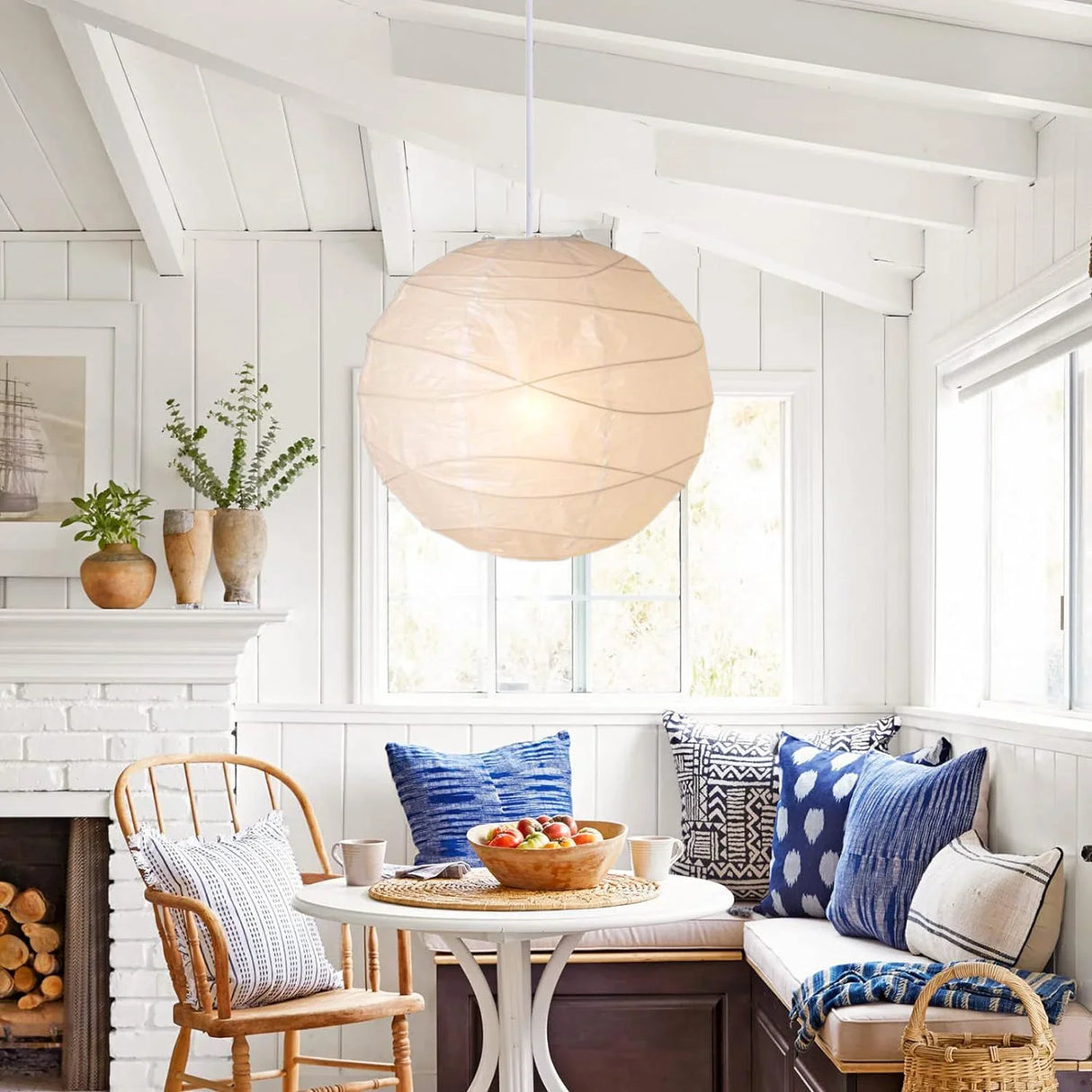 Japanese Rice Paper Pendant Light Minimalist Hanging Lantern Ceiling Lamp Decor