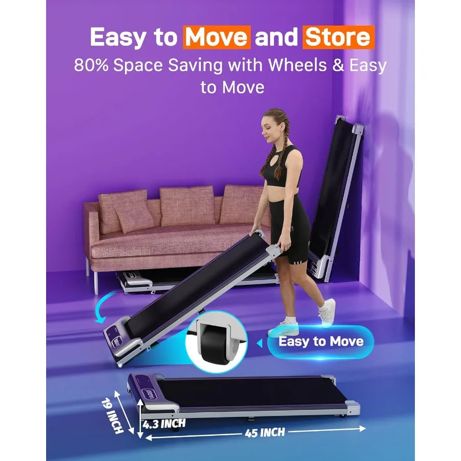 Under Desk Treadmill Walking Pad 2.5HP Portable Jogging Running Machine Remote