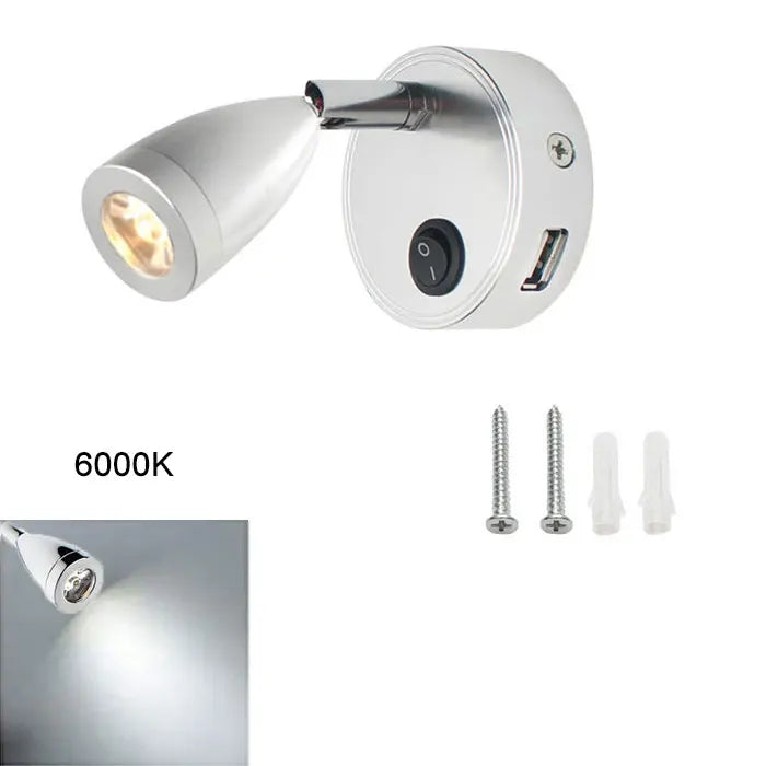 LED RV Reading Light 12V/24V with USB Port – Camper, Boat, Trailer Interior Lamp