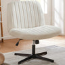 Cross Legged Office Chair Armless Wide Seat Swivel Fabric Desk Vanity Chair