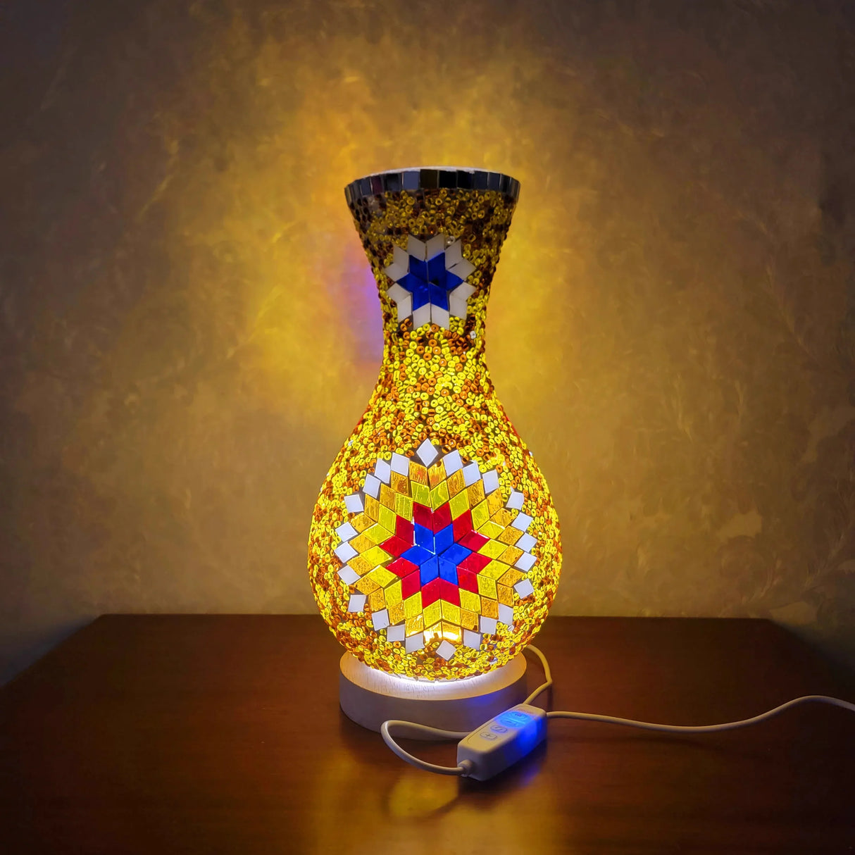 Turkish Mosaic Table Lamp Hand Inlaid Glass Mediterranean Bedroom Living Room Decor