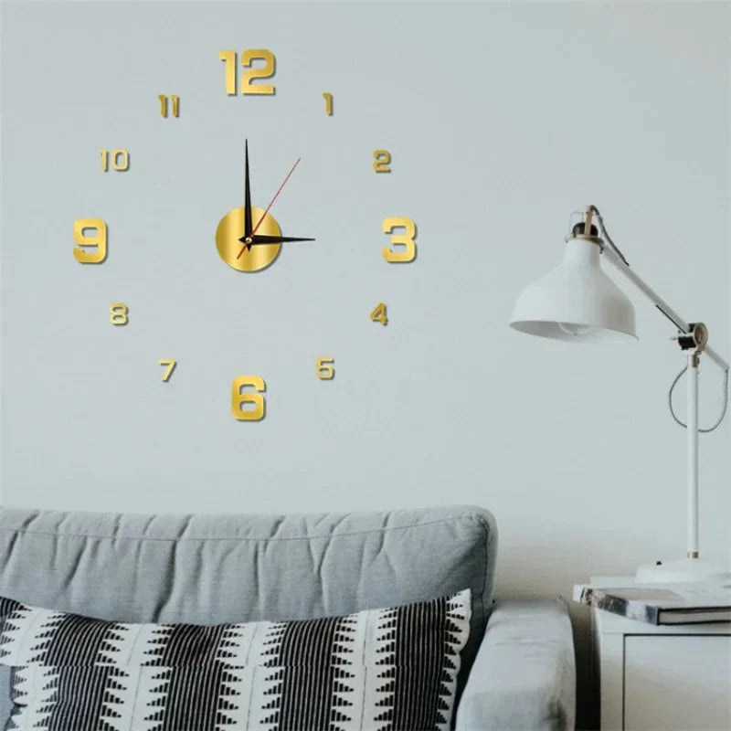 Luminous Digital Wall Clock Silent LED 3D DIY Modern Bedroom Living Room Decor