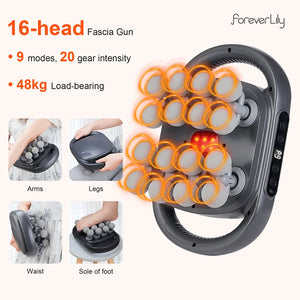 16-Head Fascia Massage Gun High-Frequency Muscle Massager for Neck Back Shoulders