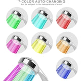 7-Color LED Rainfall Shower Head Water Saving Bathroom Replacement Sprayer