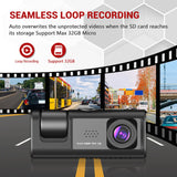 1080P Dash Cam with IR Night Vision and 3-Channel Recording