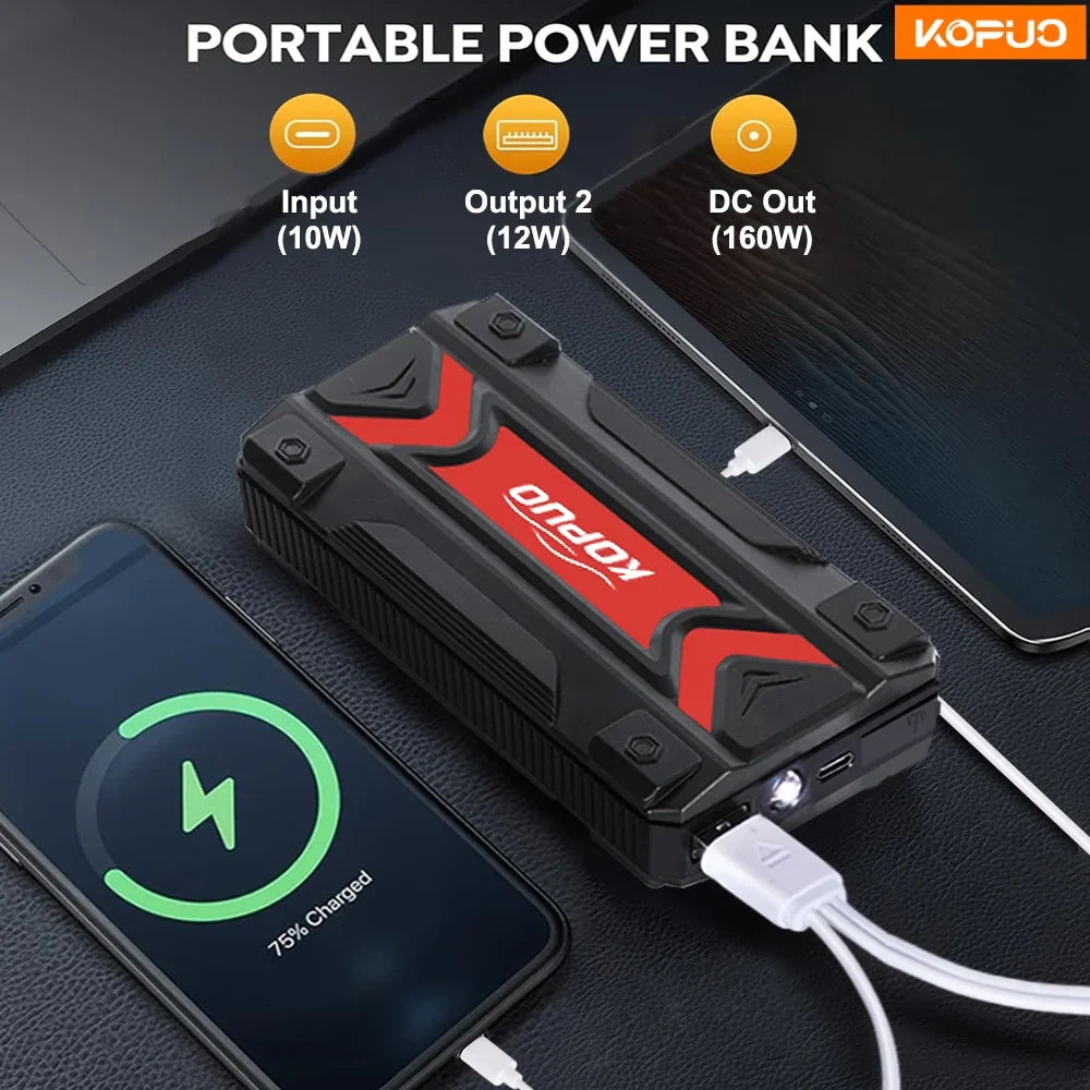 2000A Car Jump Starter 12V Portable Battery Booster Fast Charge LED Light