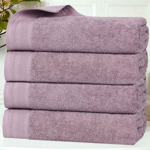 Honeycomb Textured Waffle Border Cotton Bath Towels, Set of 4 - Bath Towel by Superior Brand