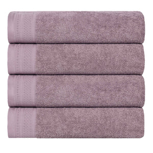 Honeycomb Textured Waffle Border Cotton Bath Towels, Set of 4 - Bath Towel by Superior Brand