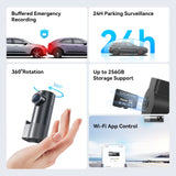 2K Dash Cam WiFi Night Vision 24H Parking Monitor Voice Control Car DVR