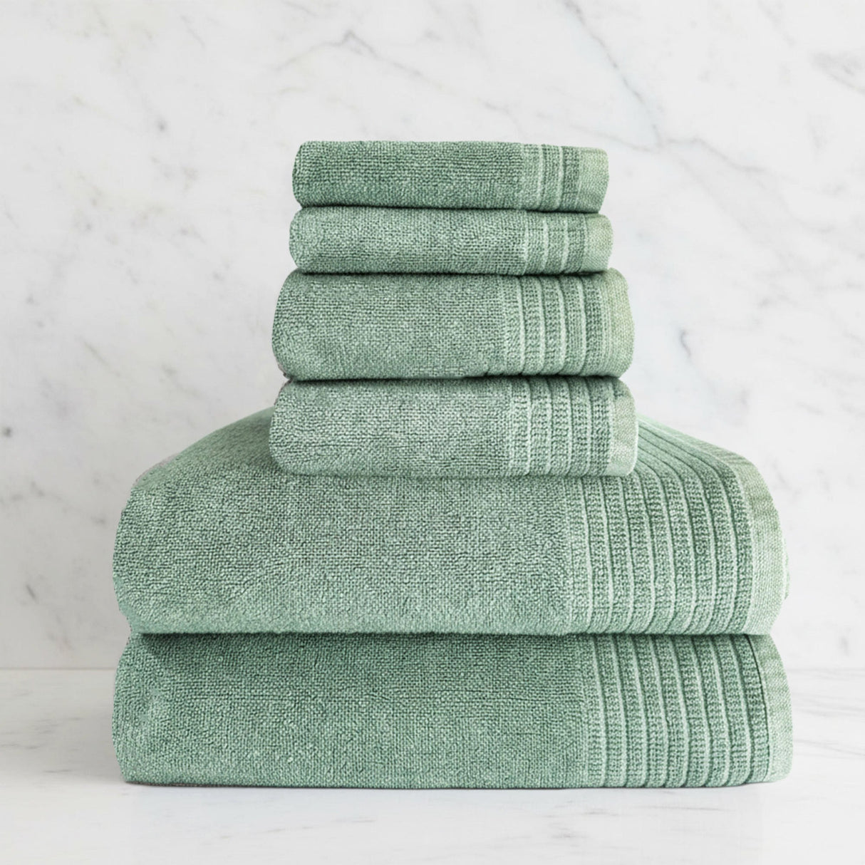 Bamboo Cotton Spa Towel Set - Viscose from Bamboo + Cotton - 6pc Set - Seaglass by BedVoyage