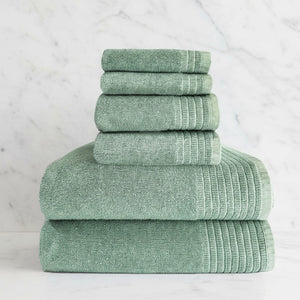 Bamboo Cotton Spa Towel Set - Viscose from Bamboo + Cotton - 6pc Set - Seaglass by BedVoyage