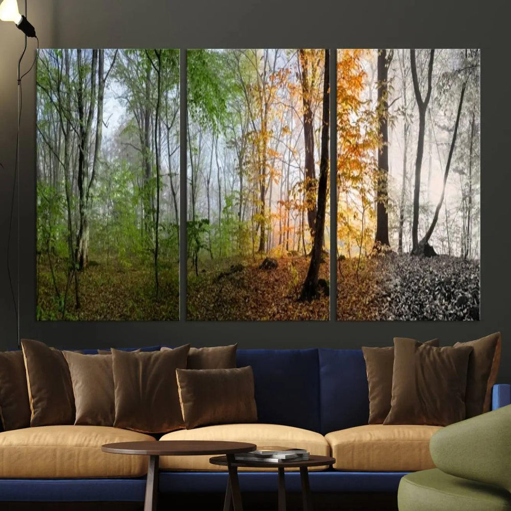 Seasonal Forest Canvas Wall Art Print - Changing Seasons in