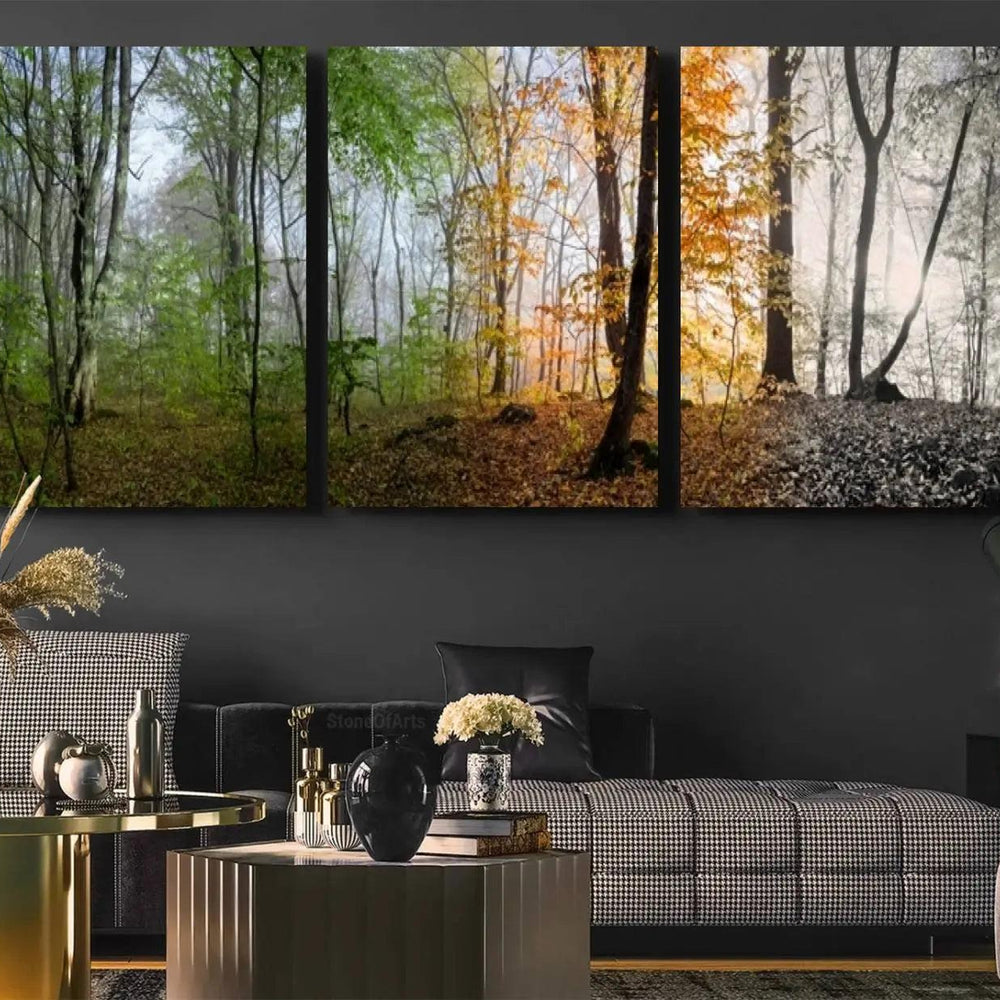 Seasonal Forest Canvas Wall Art Print - Changing Seasons in