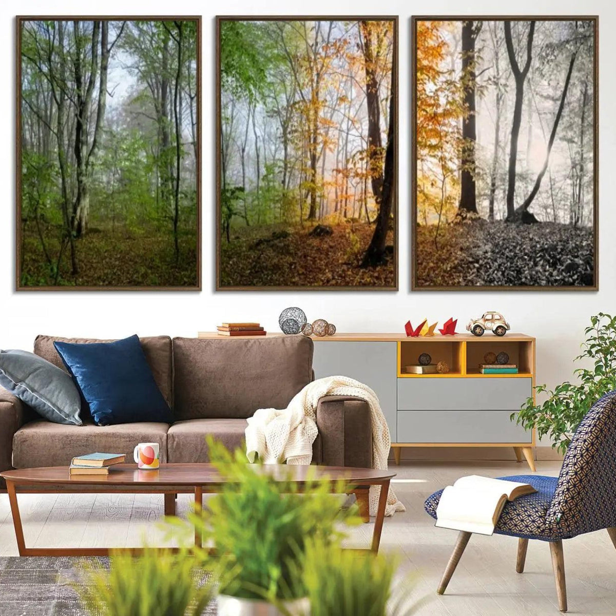 Seasonal Forest Canvas Wall Art Print - Changing Seasons in
