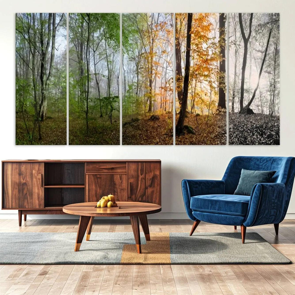 Seasonal Forest Canvas Wall Art Print - Changing Seasons in