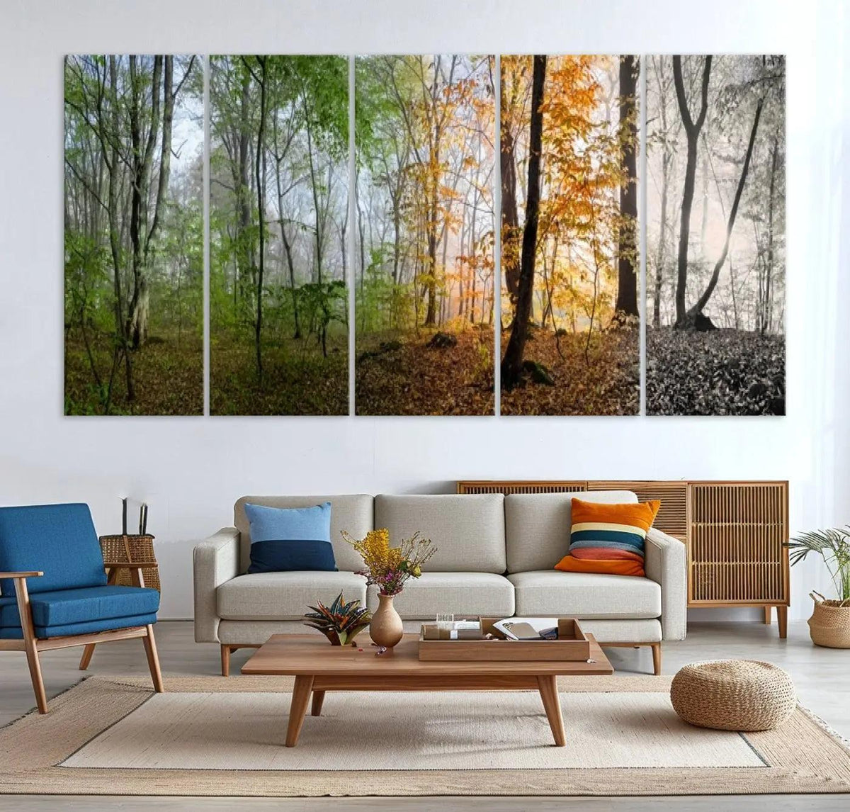 Seasonal Forest Canvas Wall Art Print - Changing Seasons in