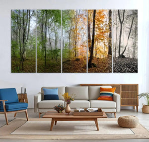 Seasonal Forest Canvas Wall Art Print - Changing Seasons in