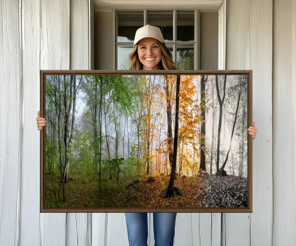 Seasonal Forest Canvas Wall Art Print - Changing Seasons in