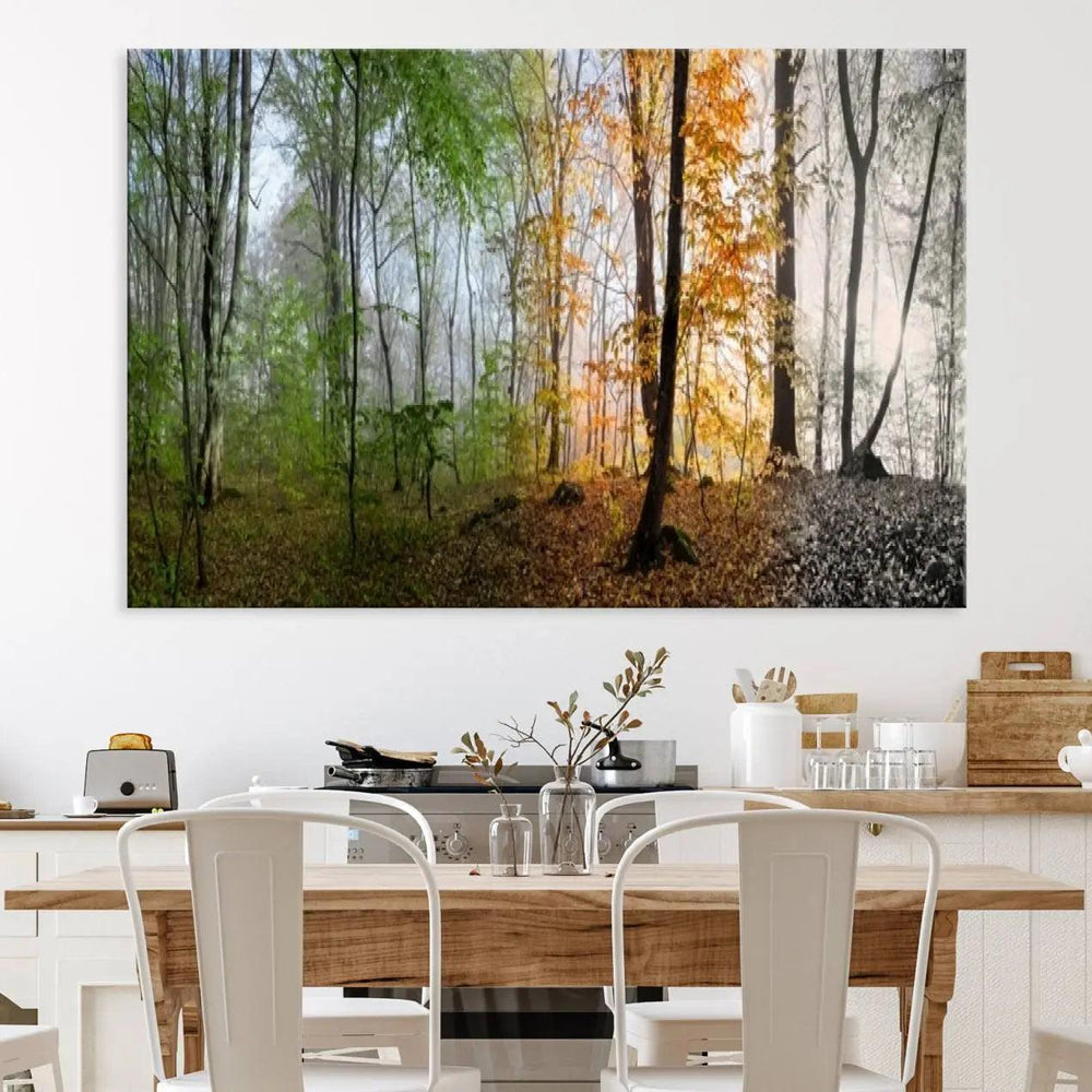 Seasonal Forest Canvas Wall Art Print - Changing Seasons in