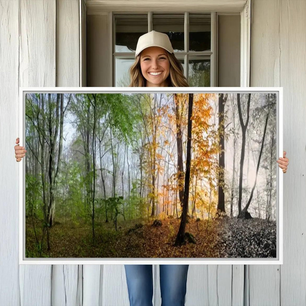 Seasonal Forest Canvas Wall Art Print - Changing Seasons in