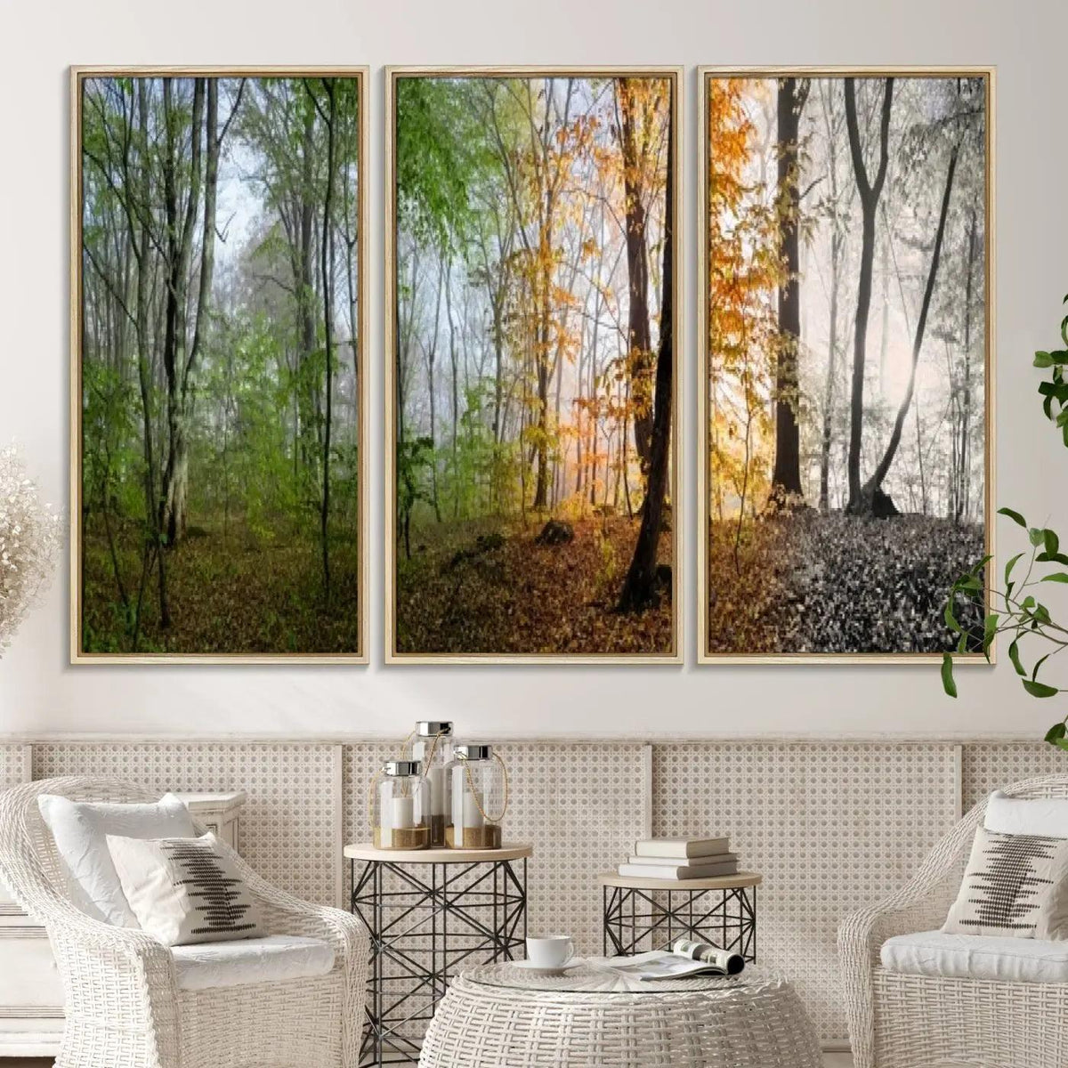 Seasonal Forest Canvas Wall Art Print - Changing Seasons in