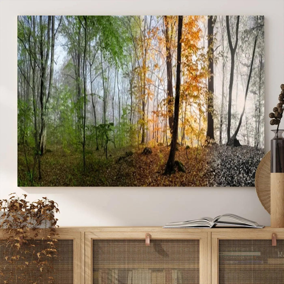 Seasonal Forest Canvas Wall Art Print - Changing Seasons in