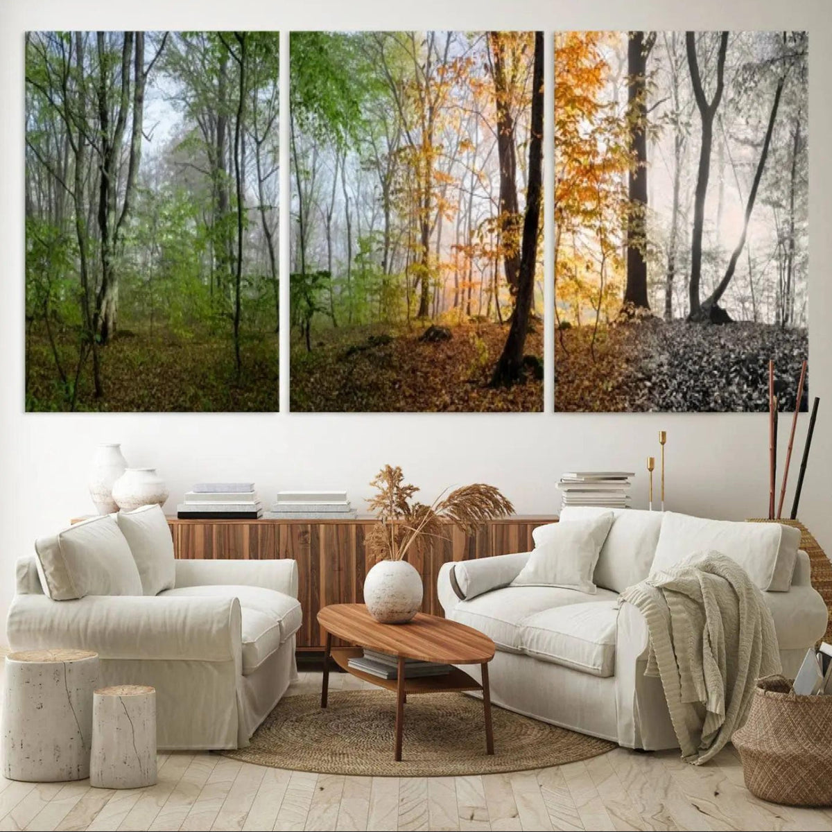 Seasonal Forest Canvas Wall Art Print - Changing Seasons in
