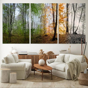 Seasonal Forest Canvas Wall Art Print - Changing Seasons in